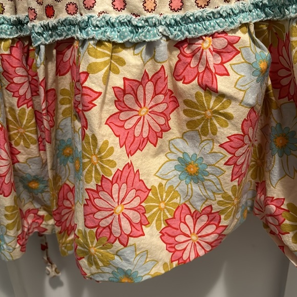 Girls Plum Pudding pastel floral lined 100% cotton sleeveless dress size 6X - Picture 4 of 8